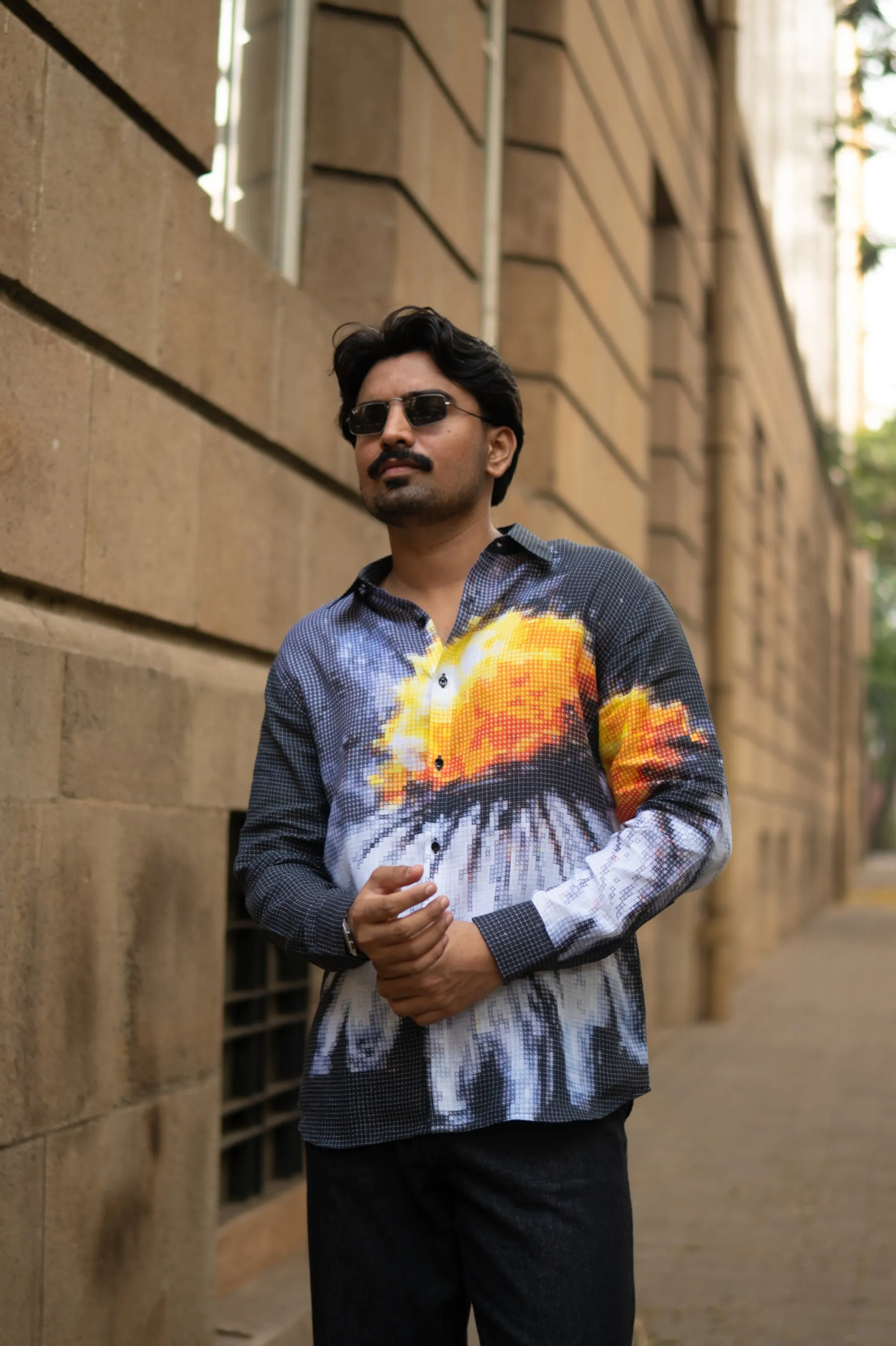 Trending Blazing Mosaic Printed Pure Linen Shirt - AddysForMen