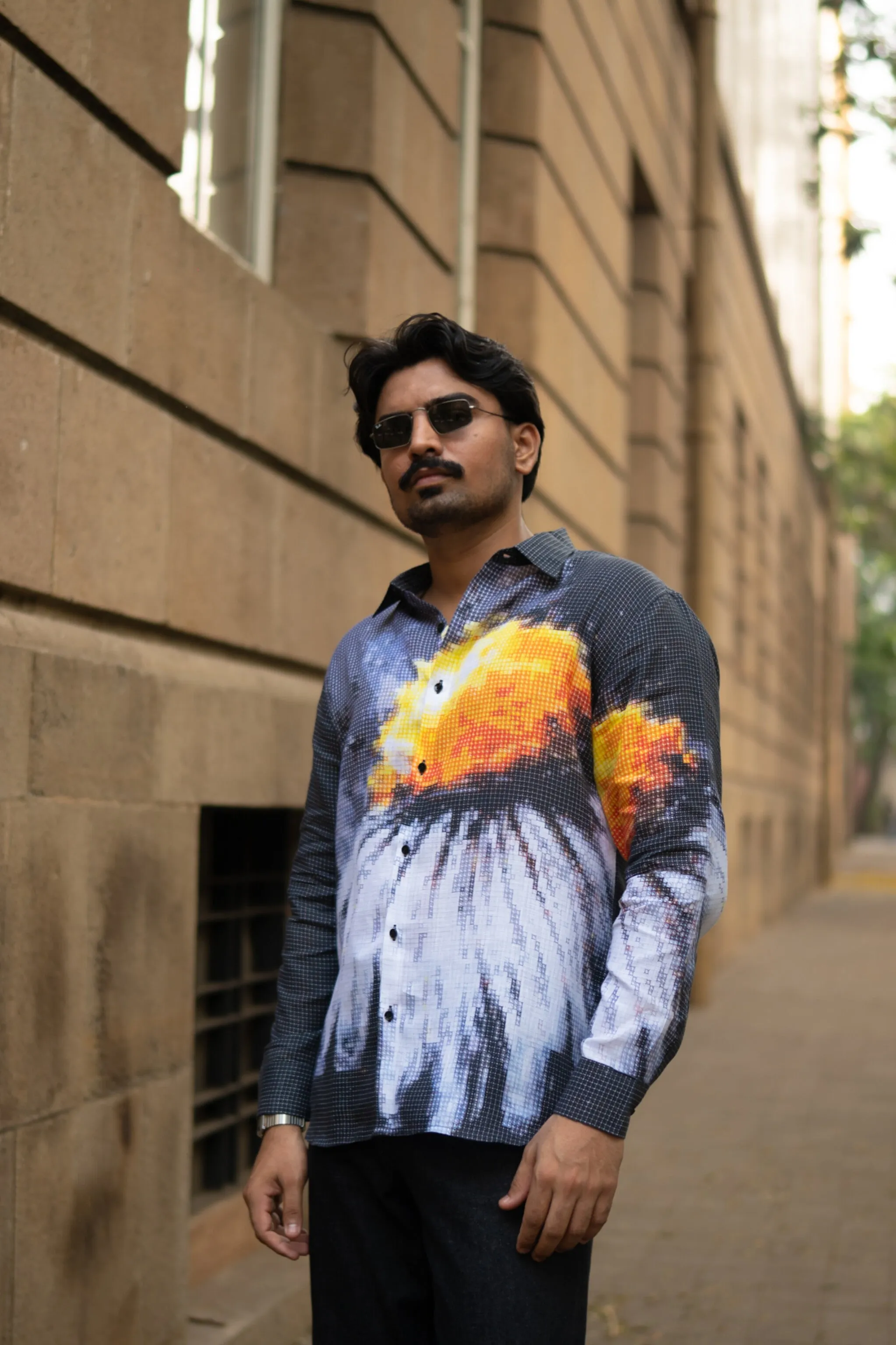 Trending Blazing Mosaic Printed Pure Linen Shirt - AddysForMen