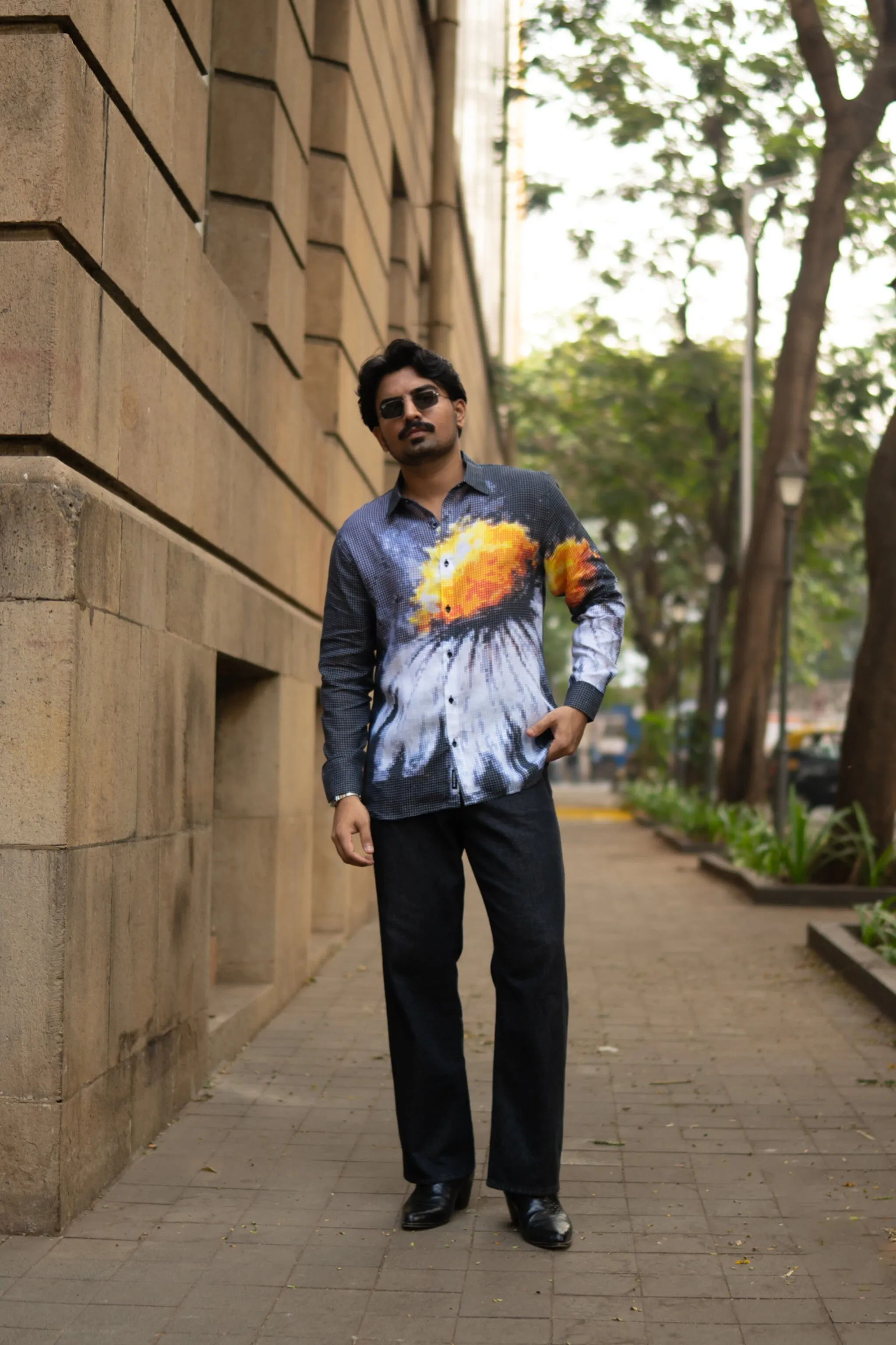 Trending Blazing Mosaic Printed Pure Linen Shirt - AddysForMen