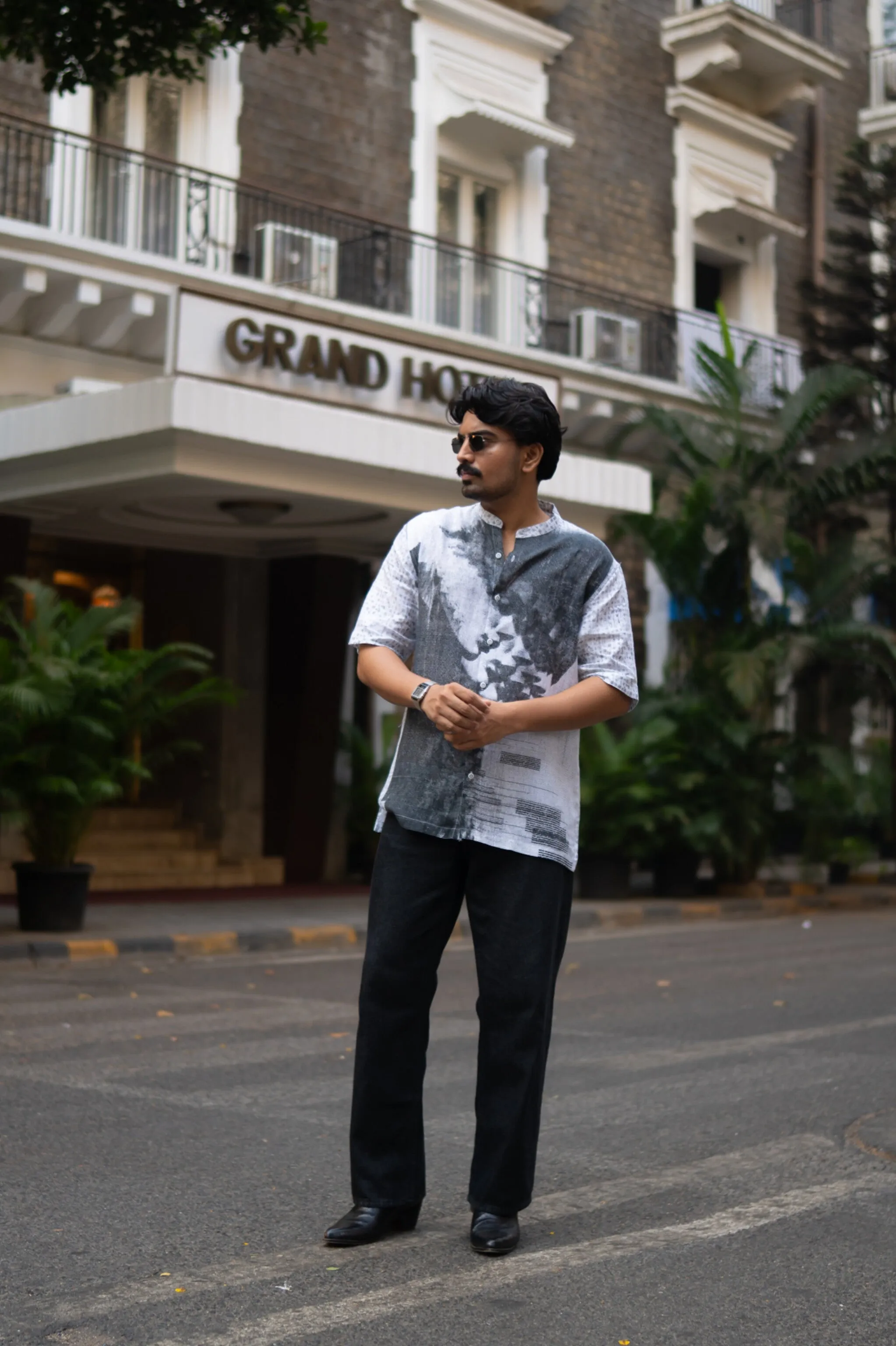 Urban Ink Printed Pure Linen Short Sleeve Shirt - AddysForMen
