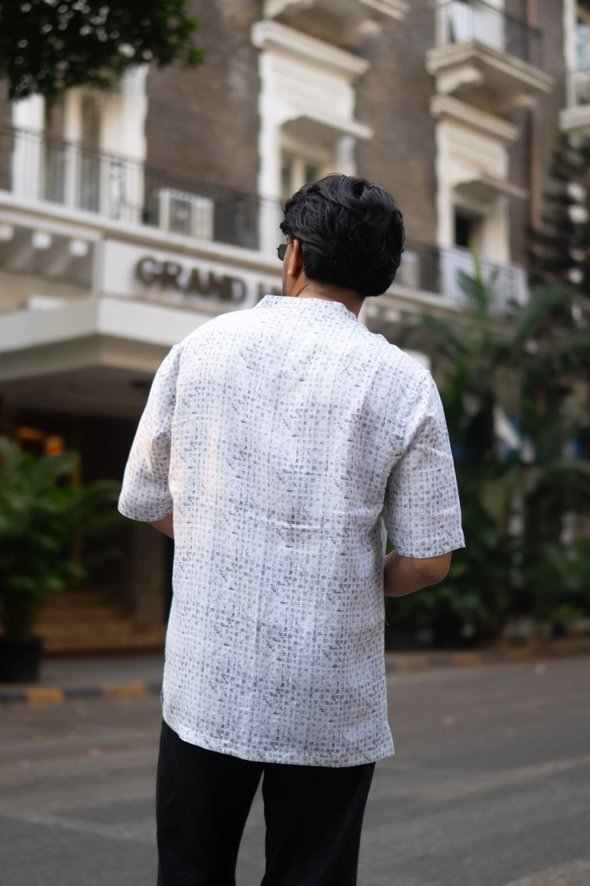 Urban Ink Printed Pure Linen Short Sleeve Shirt - AddysForMen