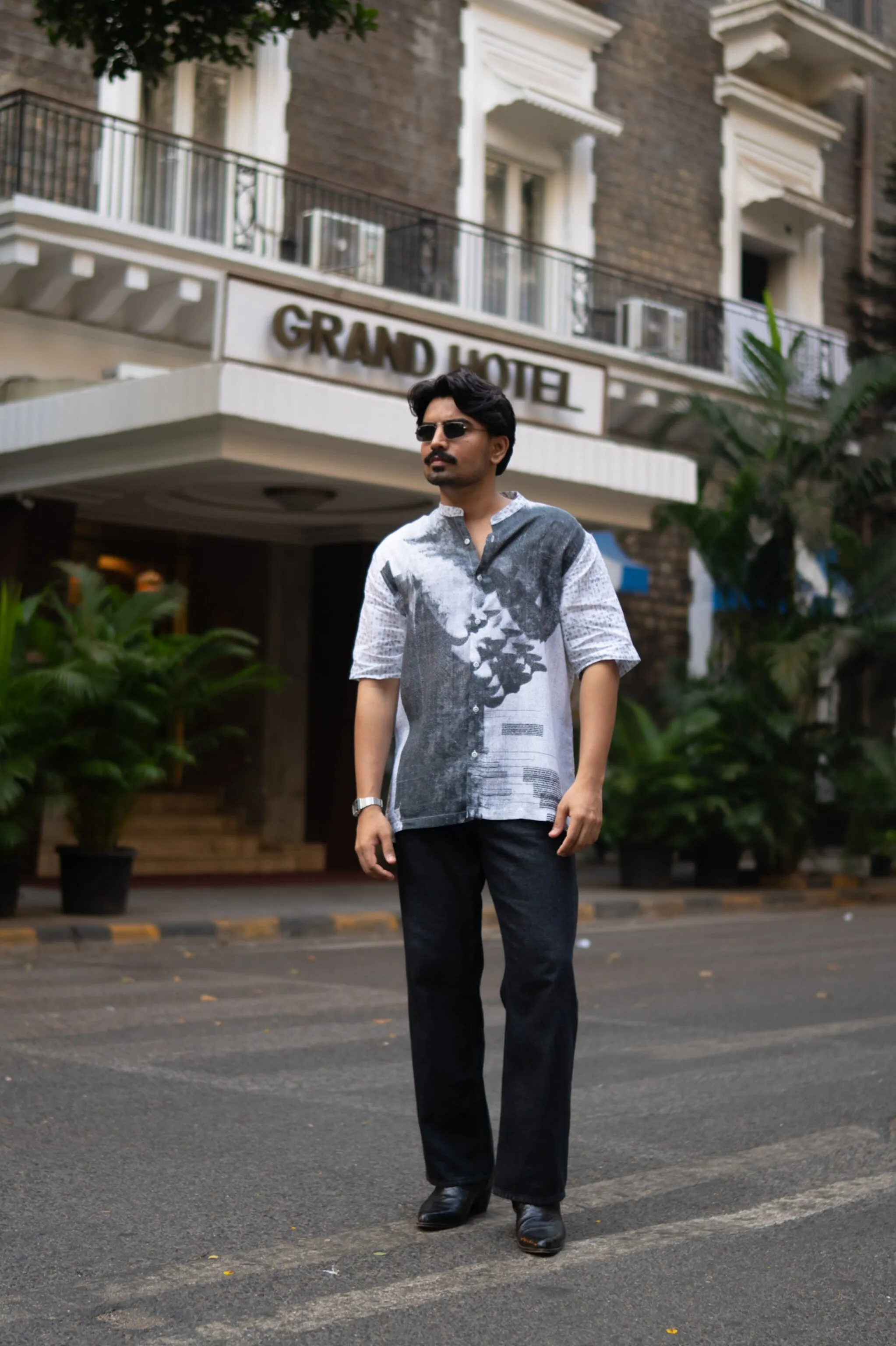 Urban Ink Printed Pure Linen Short Sleeve Shirt - AddysForMen