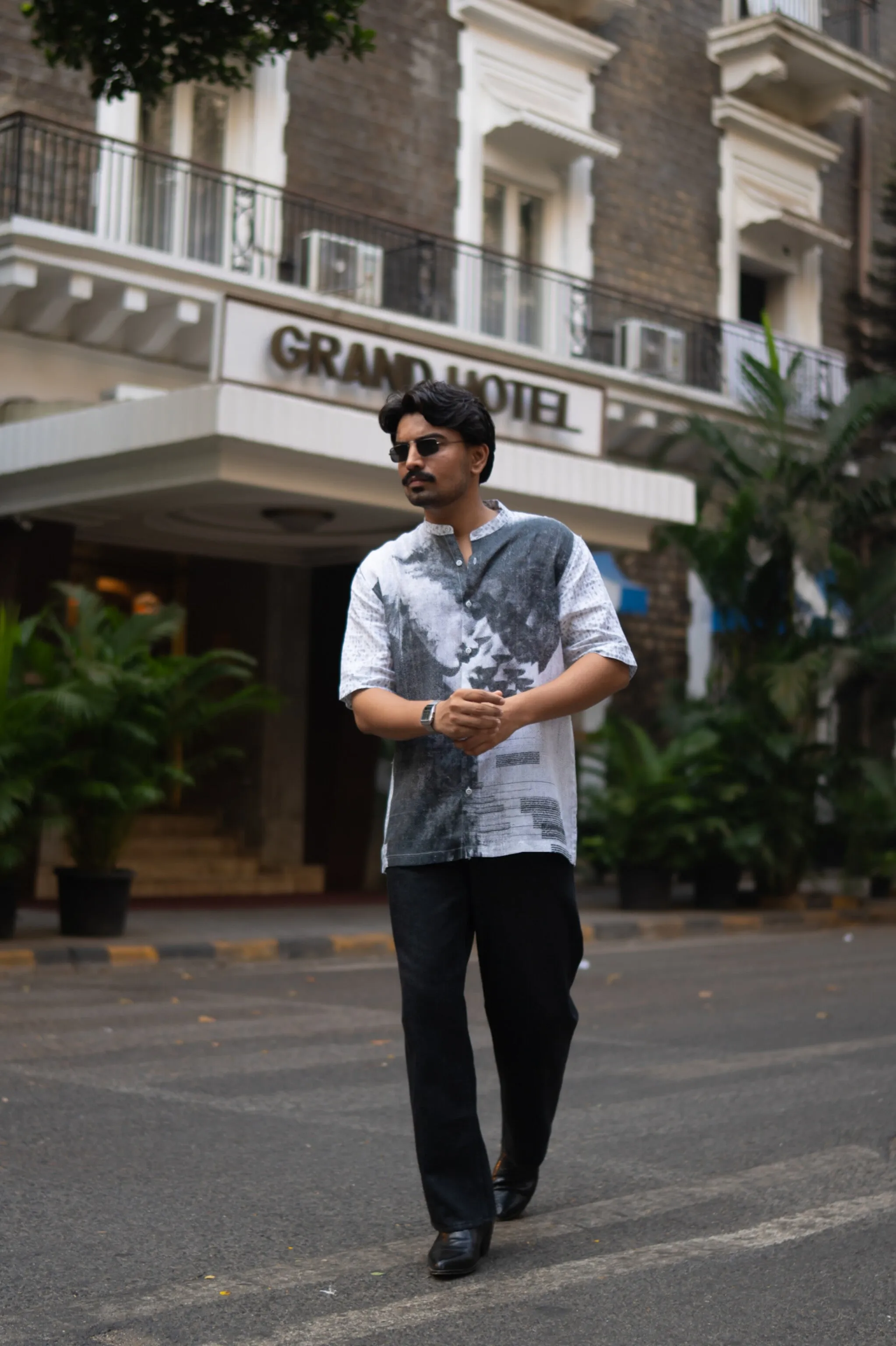 Urban Ink Printed Pure Linen Short Sleeve Shirt - AddysForMen