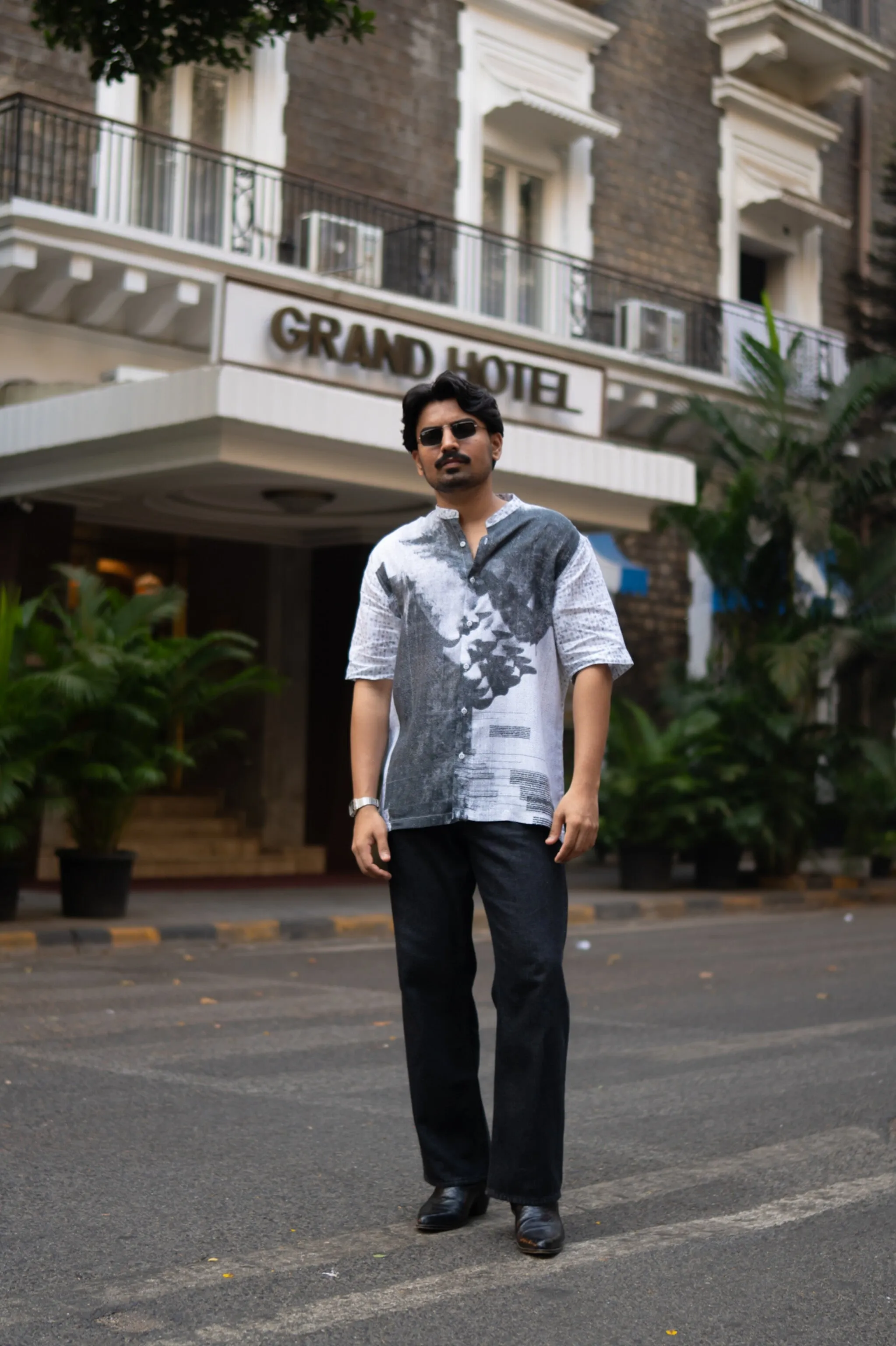 Urban Ink Printed Pure Linen Short Sleeve Shirt - AddysForMen