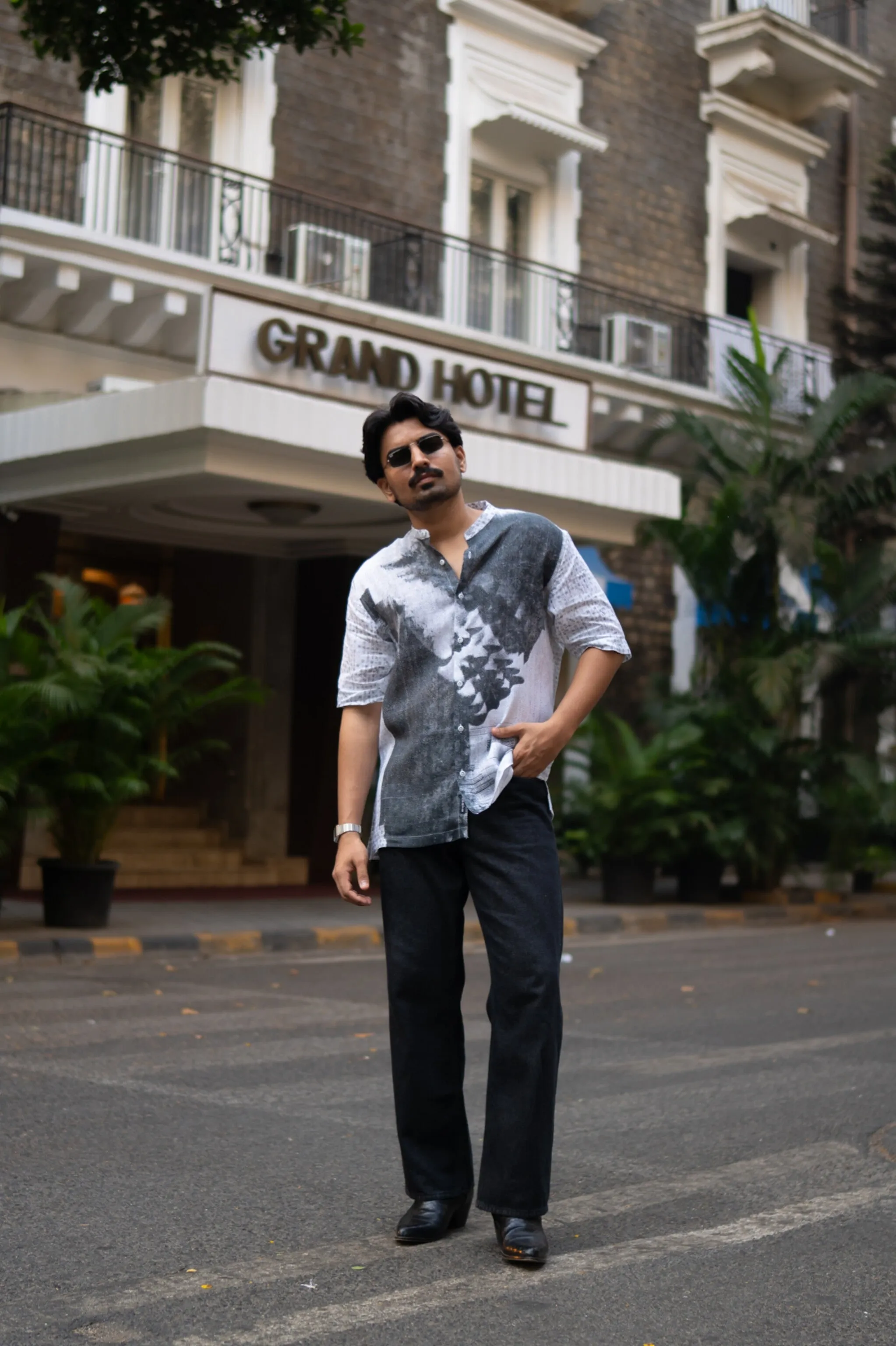Urban Ink Printed Pure Linen Short Sleeve Shirt - AddysForMen