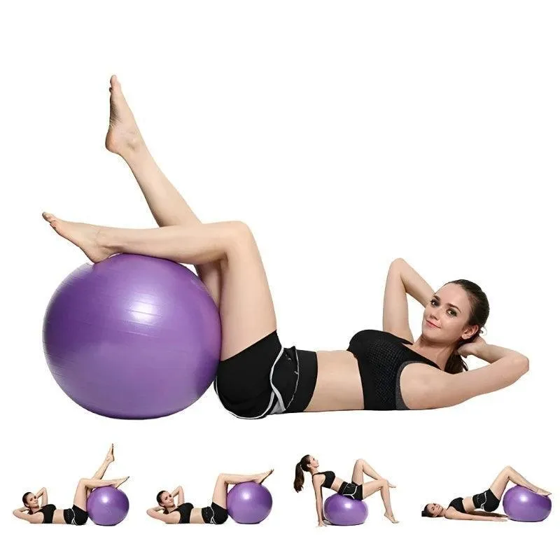 Yoga Ball, Slip-Resistant, Durable PVC, Ideal for Pilates, Yoga, and Office Use, Multiple Sizes and Colors, Easy to Inflate, Includes Air Pump